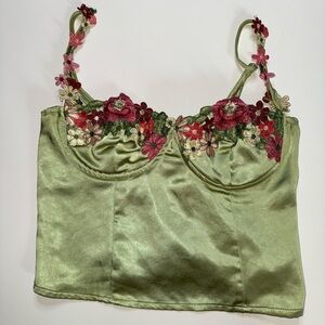 Princess Polly Olive Satin Top